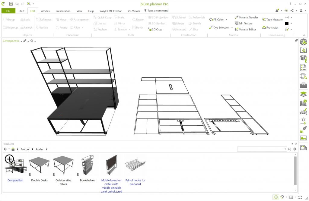 Proyecciones de una composición de la serie Atelier de Fantoni