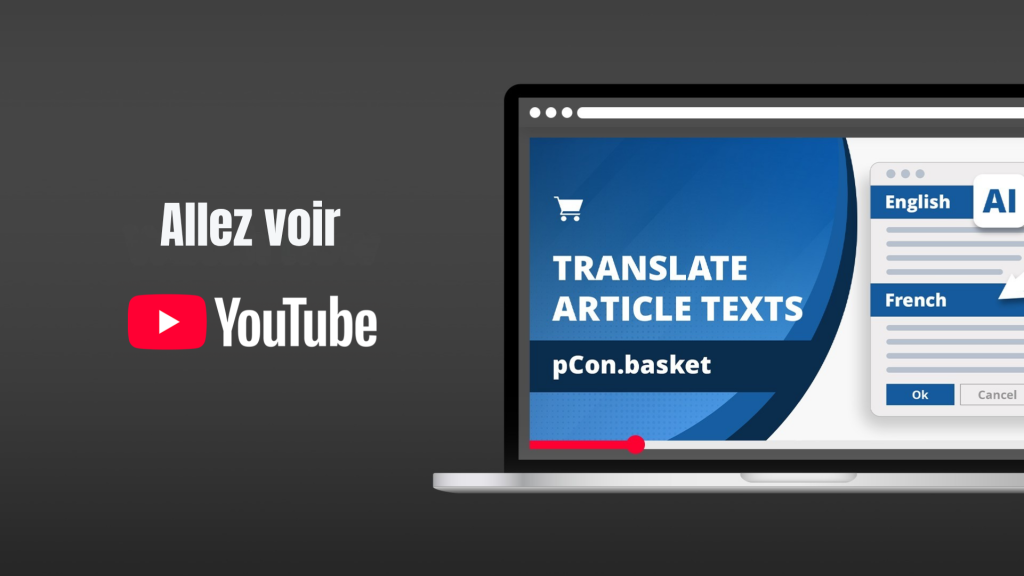 Tutoriel vidéo expliquant comment utiliser la traduction automatique par IA dans pCon.basket 2.15.