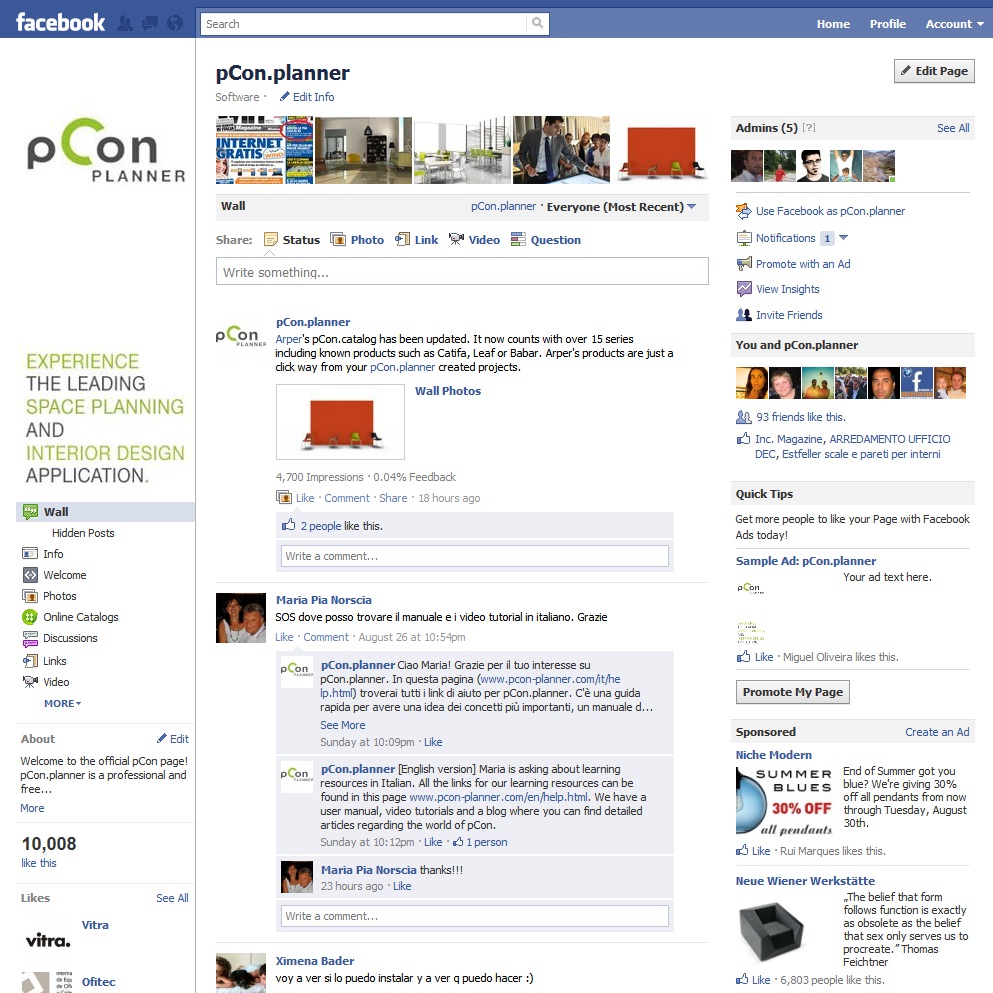 pCon.planner in Facebook - più di 10,000 fan