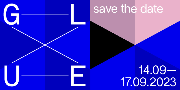 GLUE Amsterdam banner om de datum te reserveren op 14 - 17 september 2023