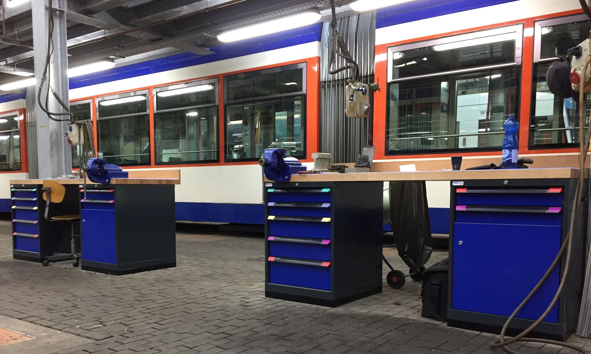 Werkplaats met materialen van Thur Metall AG