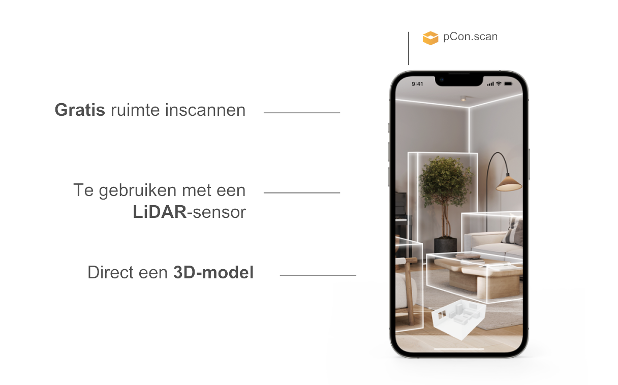 Mobiel met verschillende voordelen van de 3D-scanner app pCon.scan