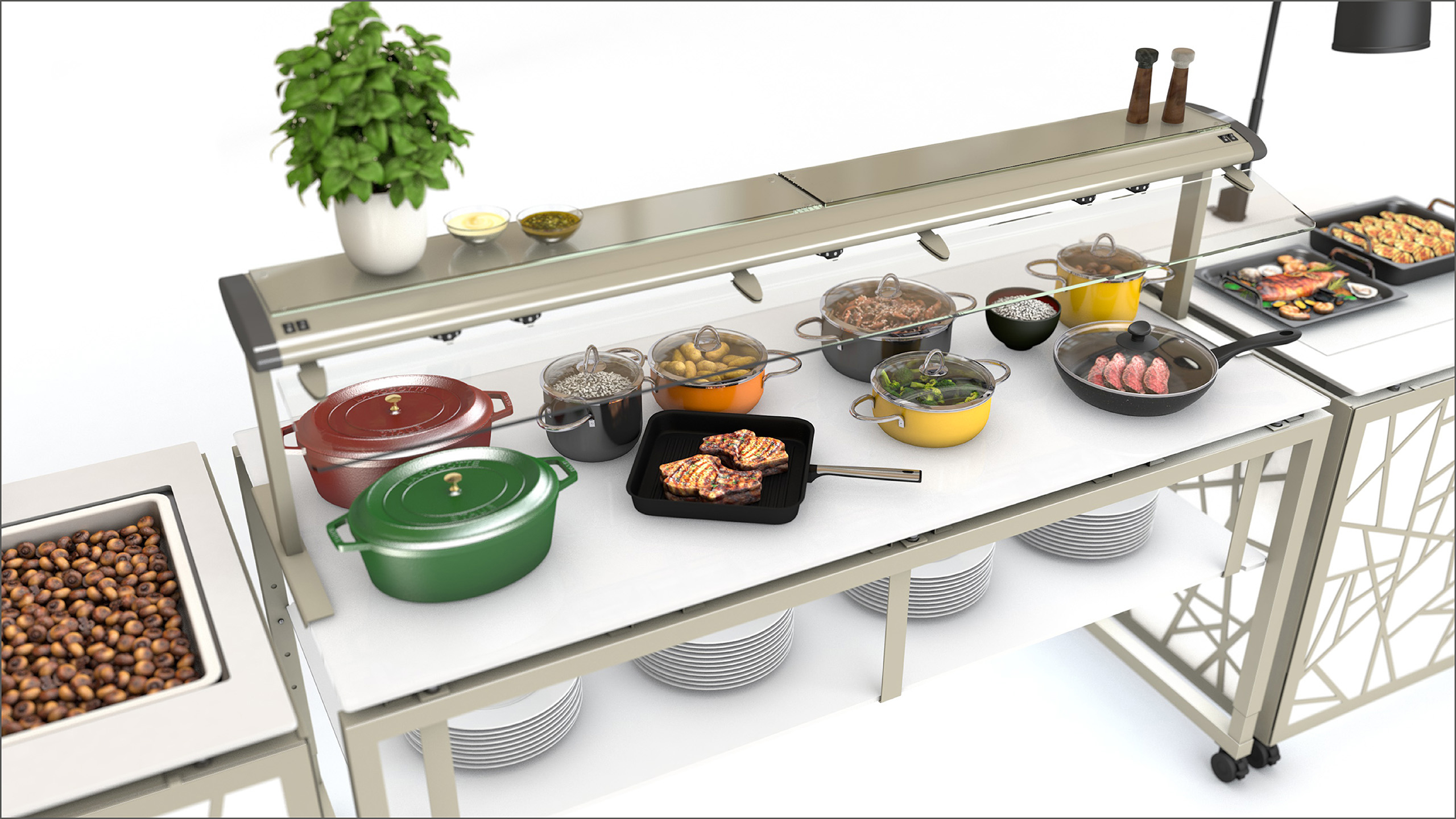 Buffet tafel VENTA met ingebouwde warm en koel elementen