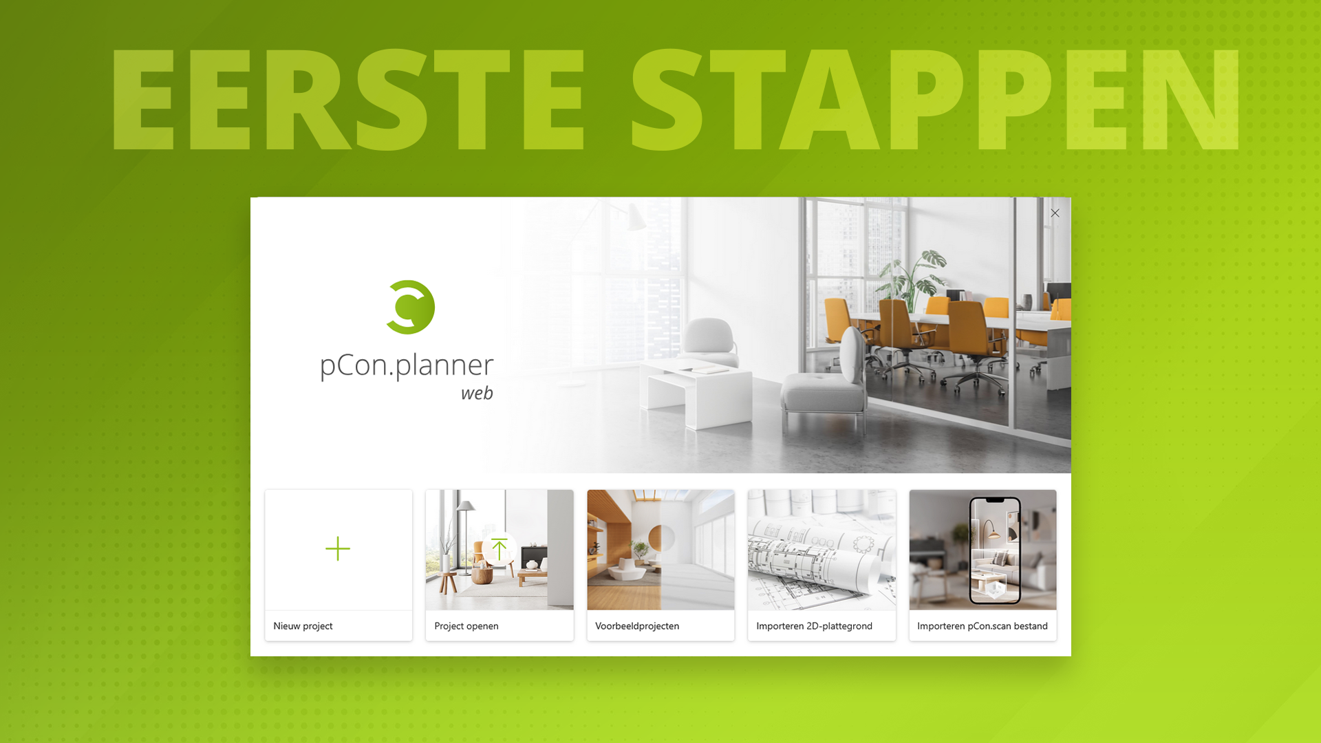Thumbnail naar YouTube Tutorial van pCon.planner web waarin je de basis leert om een ruimte op te zetten.