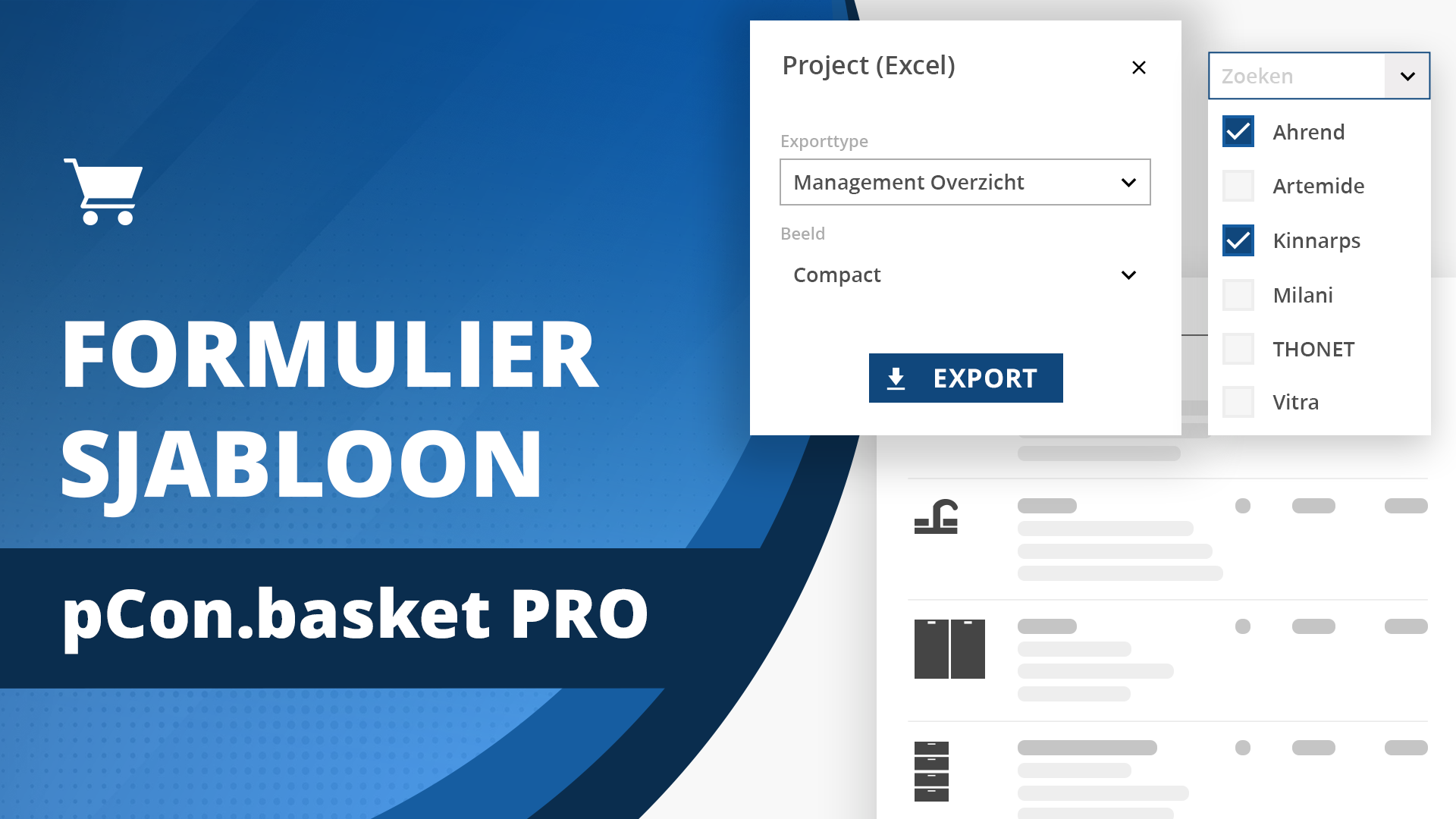 Thumbnail van YouTube video over het maken van management overzicht sjablonen in pCon.basket PRO