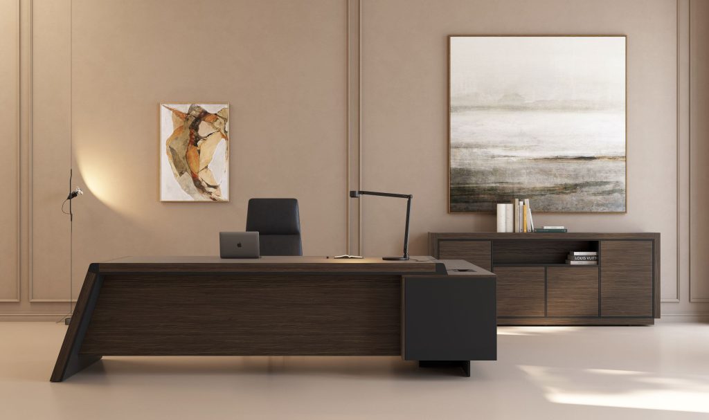 Beige kantoorinrichting met meubels van Arteco.