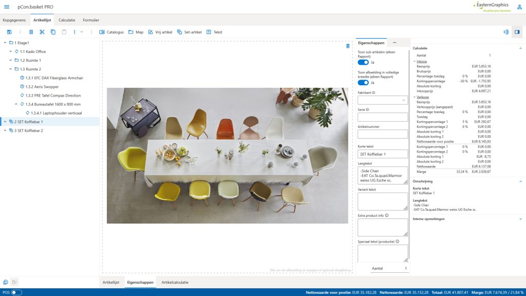 pCon.basket met offerte en visualiatie