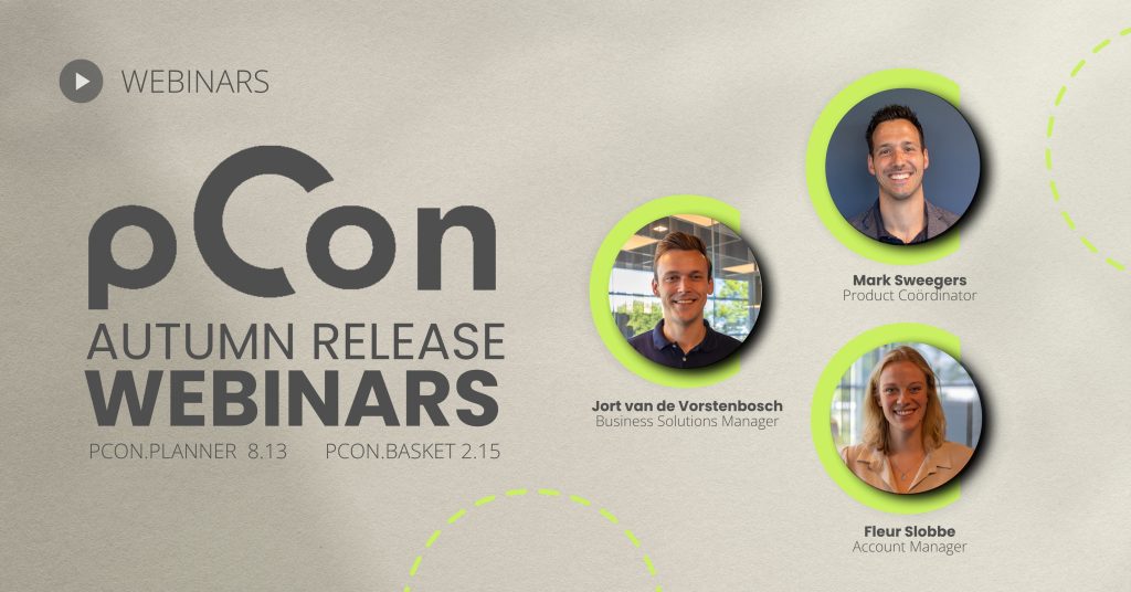 Afbeelding voor promotie van webinars voor pCon.planner 8.13 en pCon.basket 2.15.